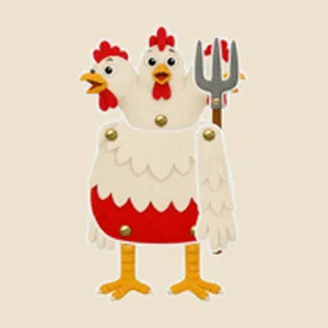 Cut-paper fighter: a three-headed chicken