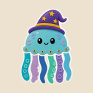Cut-paper fighter: a jellyfish wizard with a tiny staff